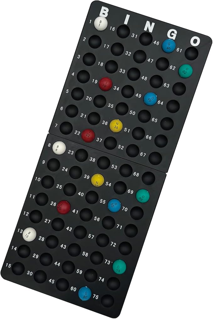 Deluxe Bingo Game Set,Bingo Set Includes Metal Cage,600 Mixed Color Plastic Chips,100 Large Cards,75 Bingo Balls,Plastic Masterboard, 2 Velvet Bag,Great for Adults Large Group and Parties