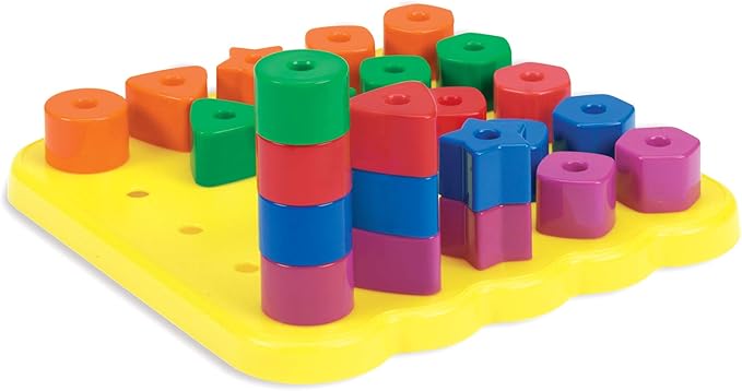 Learning Resources Stacking Shapes Pegboard, Toddler Pegboard, Stacking Pegboard Set, Fine Motor Toy, 27 Piece Set, Ages 2+