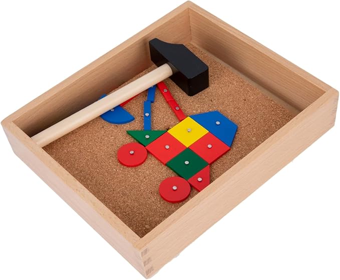 Adena Montessori Hammer and Nail Toys Wooden Pegboard Puzzle for 4-6 Year Olds