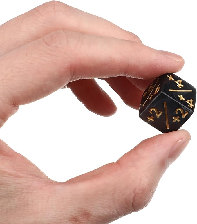 24Pcs 1/+1 Token Dice Counter, 0.63in D6 Plus and Minus Dice Set, Acrylic Board Game Accessory, Compatible with M-TG, CCG, Card Games, Black