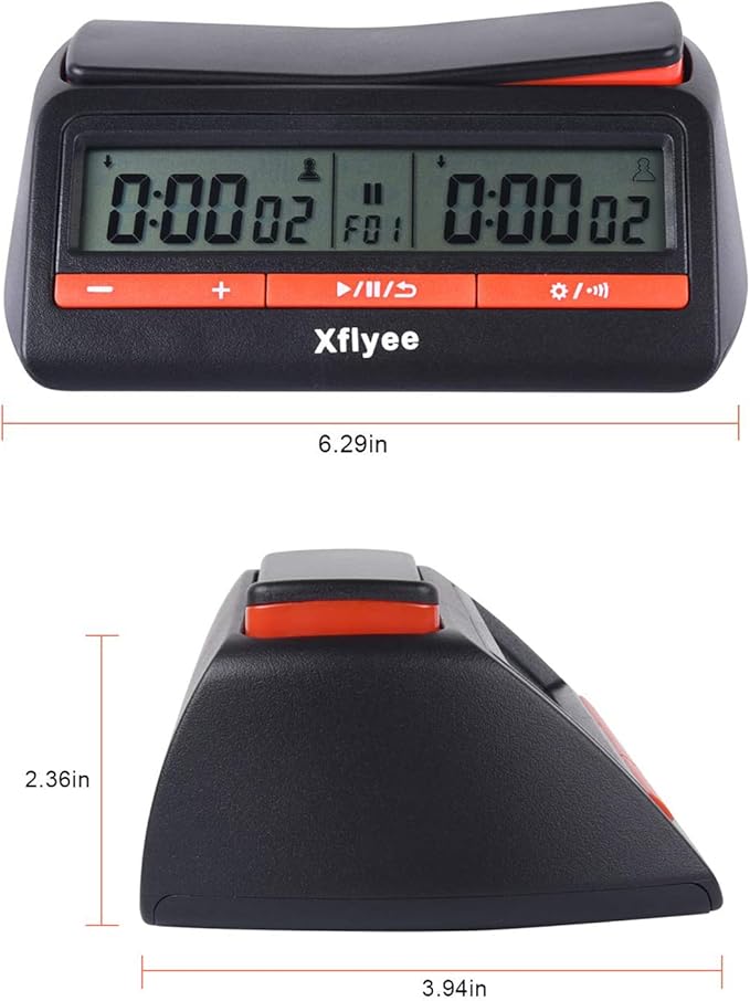 [2023 New] Xflyee Chess Clock - Digital Chess Timer, Available for Portable Timer for Board Games and Chess with Bonus and Delayed Countdown Function