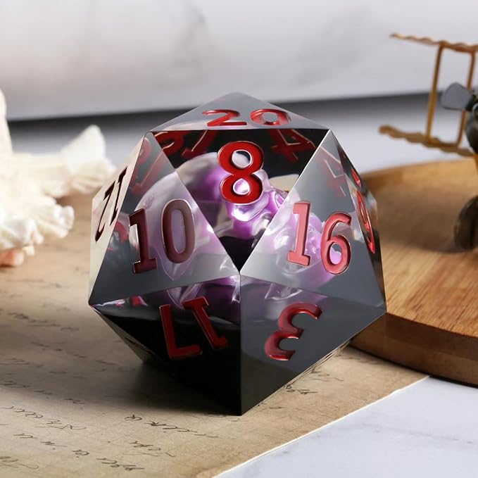 Large 55mm Skull D20 Dice DNDND Single 20 Sided Polyhedral D&d Dice with Velvet Pouch for DND(Purple Skull)