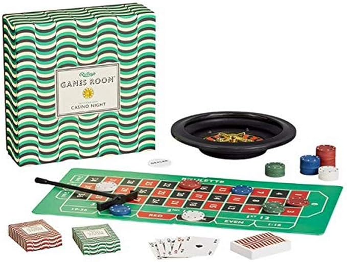 Ridley’s Casino Night Set – Fun Casino Night Games for Ages 14+ – All Supplies Included for Pontoon, Texas Hold-em Poker and Roulette – Fun Gambling Games for Casino Night