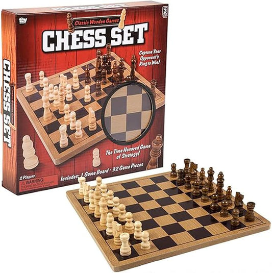 The Dreidel Company Classic Wooden Board Games, Great for Prizes, 10" (10" Wooden Chess)