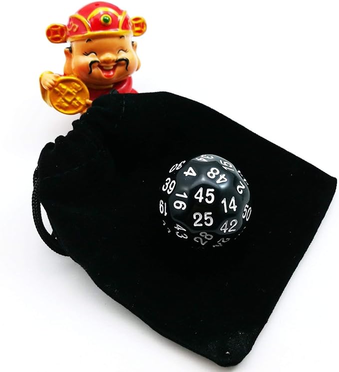 Bescon Fifty-Sided Die, 50 Sided Cube, 50 Sides Dice, 50-Sided D50 30mm Large Gaming Dice - 5 Assorted Opaque Color with Numbers
