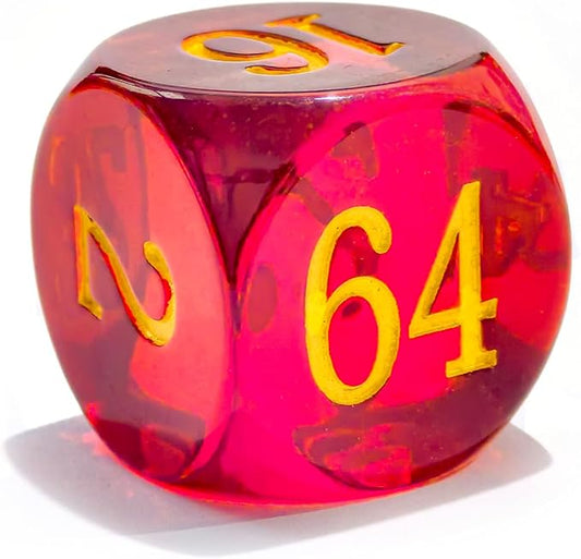 Big Translucent Backgammon Doubling Cube Dice 30MM, Large Backgammon Doubling Number Dice 1 3/16", Translucent Red