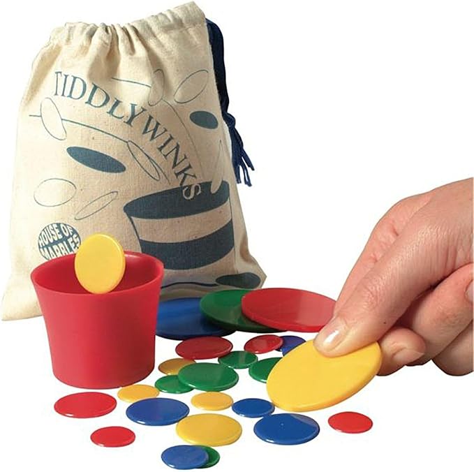 House of Marbles Tiddlywinks, a Traditional Family Game with 28 Multicolored Pieces, is a Timeless Retro Classic Travel Game for Kids or Adults with a Nostalgic Educational Board Game Feel