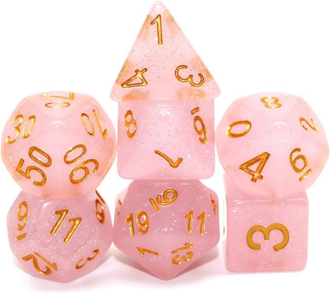 DND Dice Set RPG Polyhedral Dice Fit Dungeons and Dragons(D&D) Pathfinder MTG Role Playing Dice (Pink)