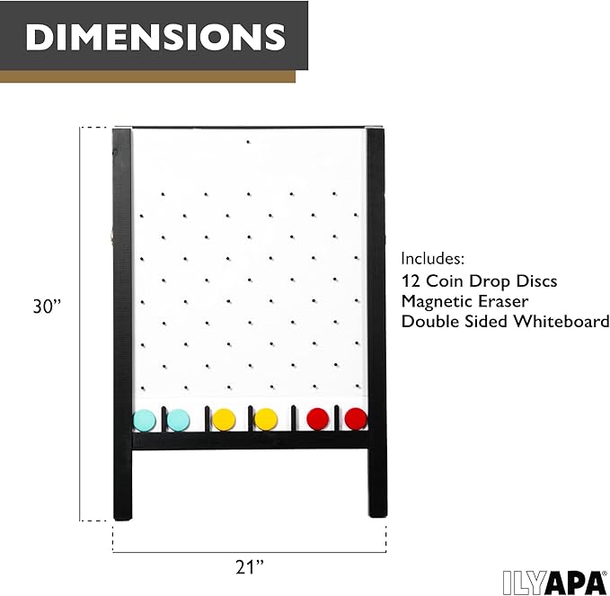 Ilyapa Board - Large Portable Prize Drop Game for Events and Trade Show - 20 x 31 Inch Double Sided - Wooden A-Frame Whiteboard Sign, Eraser