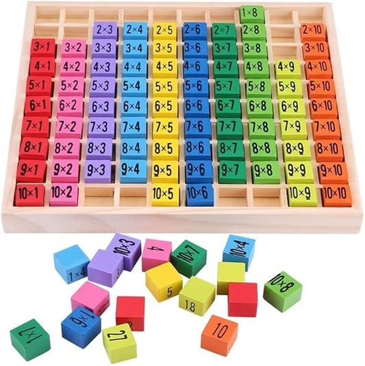 Wooden Toys Hundred Board Montessori Math 10x10 Times Table Tray with Answers Multiplication Educational Game for Kids