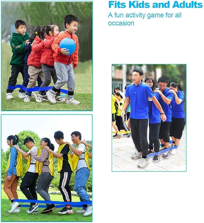5 Legged Race Bands, Field Day Games for Adults and Kids Picnic Family Reunion Backyard Games Team Building Games, Giant Games for Yard, Lawn, Camping, Beach (Yellow)
