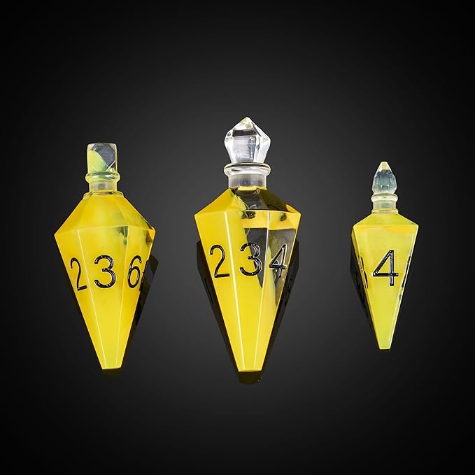 7PCS Potion DND Dice Set,Transparent Sharp Edge Dice Set D&D RPG Polyhedral Die,for Dungeons & Dragons, Pathfinder, and TTRPG Roleplaying Games.(Yellow)