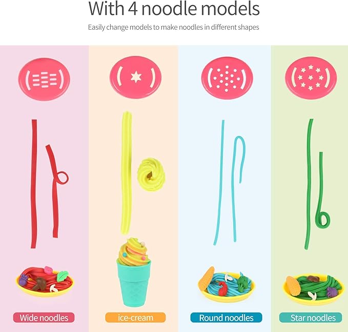 Kitchen Creations Noodle Party Color Dough Toys & Ultimate Swirl Ice Cream Maker Play Food Sets for Kids 3 Years and Up