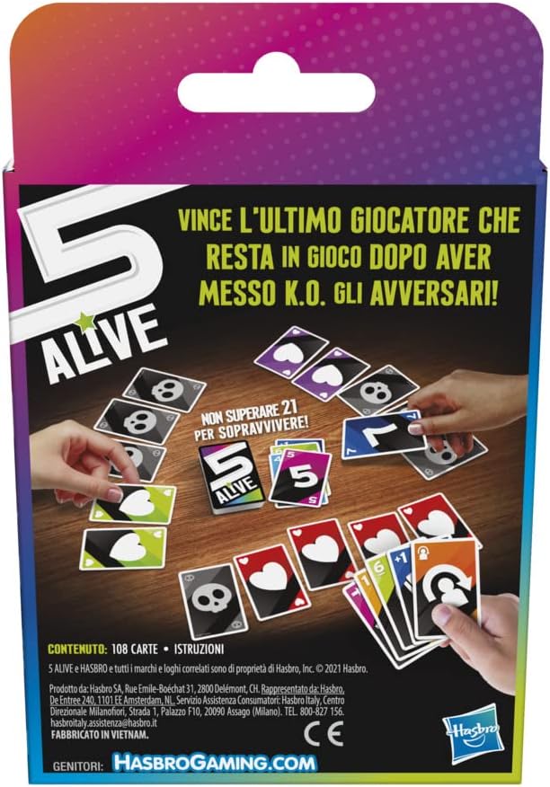 Hasbro Gaming 5 Alive Fast Speed Card Game for Kids and Families, Family Games, Fast Card Games for 2-6 Players