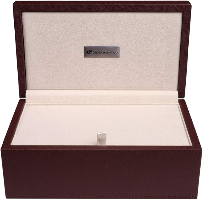 Silverman & Co. Double 9 Large Black Domino Set - Brown Case