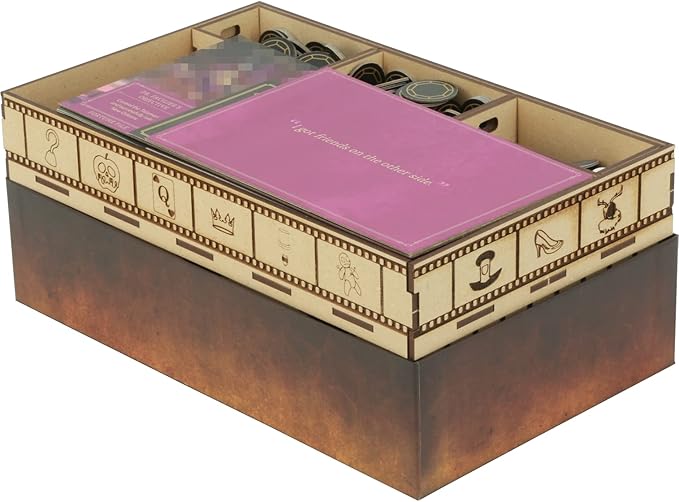 The Broken Token Game Organizer Compatible with Villainous Expansions - Wooden Game Organizing Box with Multiple Trays