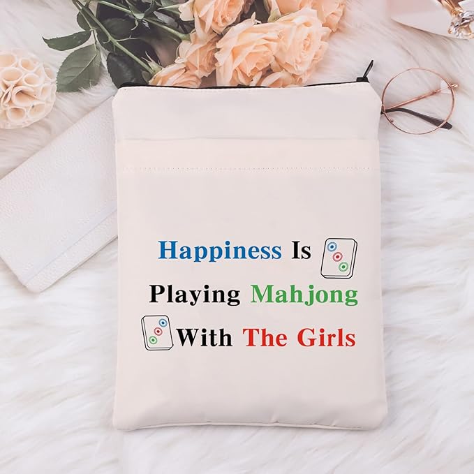 MNIGIU Funny Mahjong Bag with Pocket Mahjong Lover Gift Board Game Fan Gift Lucky Mahjong Girl Gift