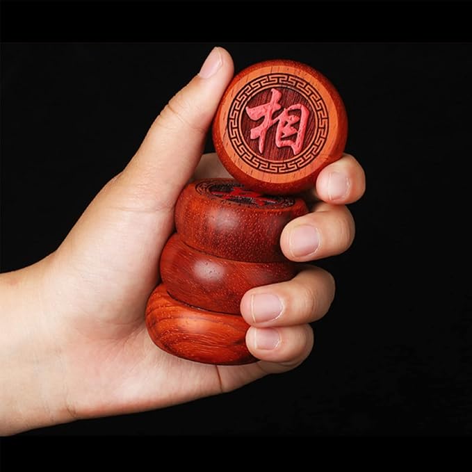 1.88inch Mahogany Chines Chess Gift Box Set （Xiangqi ） Chines Traditional Xiangqi Classic Educational Strategy Board Games 2 Players Travel Game Set with Wooden Box and Leather Chessboard