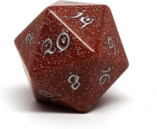 D20 Stone Dice with Elvenkind Font (Goldstone)