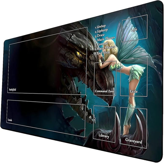 MTG Playmat, Game Play Mat for MTG TCG 24 x 14 inches Trading Card Inked Game Playmats with Storage Bag Smooth Rubber Surface Battle Game