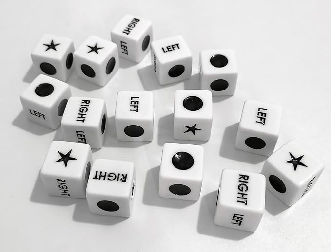 ZLIXING 15 Pcs Dice for Left Right Center Dice Game Prime Only Dice Family Board Games Accessories