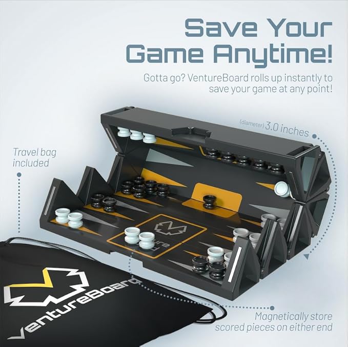 Backgammon 6 Inches Magnetic Unique Backgammon Set Board Game - Folding Board, Portable Travel Backgammon Board Game Pieces - (Blue/Grey)
