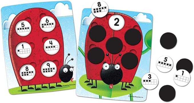 Learning Resources 10 on the Spot Ten Frame Game - 2-6 Players, Ages 5+ Math Learning Games for Kids, Kindergartner Activities