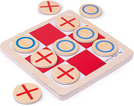 Bigjigs Toys, Wooden Noughts and Crosses Game, Tic Tac Toe, Board Travel Games, Pocket Money Toys