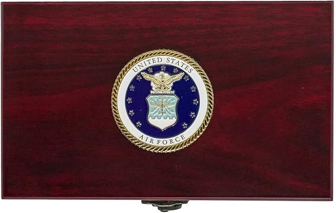 Military Gift Shop US Air Force Playing Cards & Dice in Keepsake Box - USAF Rank Insignia Cards - Air Force Gifts | Disabled Vet Owned Business | Air Force Card Set