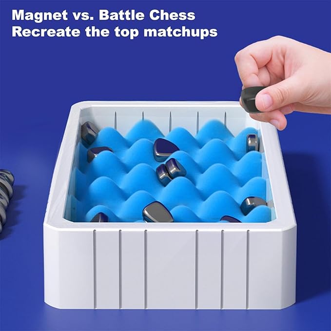 Magnetic Chess Game, Fun Table Top Magnet Game, Magnet Board Game, Strategy Game for Kids & Adults, Family Party Games (A)