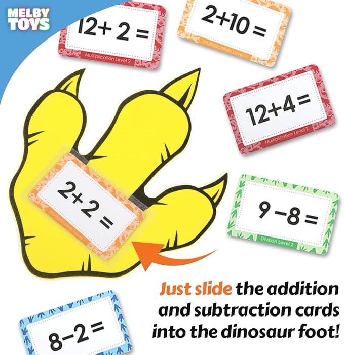 Dino Stomp Math Games for Kindergarten - Subtraction & Addition Flashcards for Kids 5-7