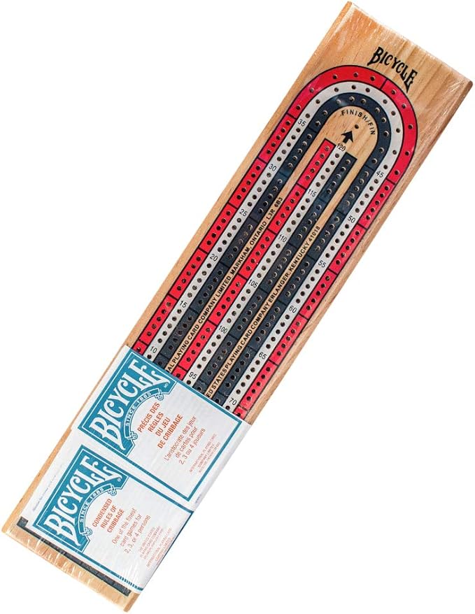Bicycle 3-Track Color Coded Wooden Cribbage Board Games