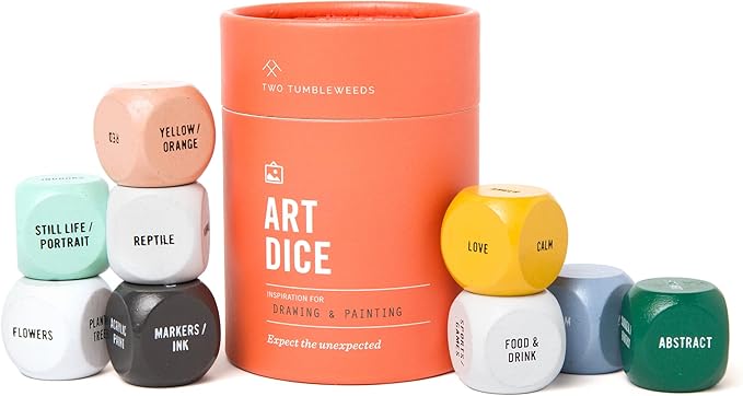 Two Tumbleweeds Art Dice - Drawing & Painting Game for Adults, Artists & Teachers - Set of 9 Dice for Creative Inspiration - Drawing Prompts for Studio and Classroom - Gift for Artist - 1+ Players