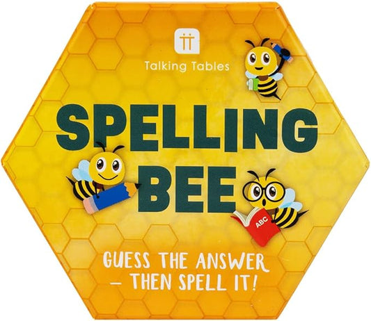 Talking Tables Fun Spelling Bee and Quiz Travel Pocket Game for Home or Journeys - Educational Trivia Cards with Trivia Challenges, for Boys or Girls - Plastic-Free, Ages 6+ -