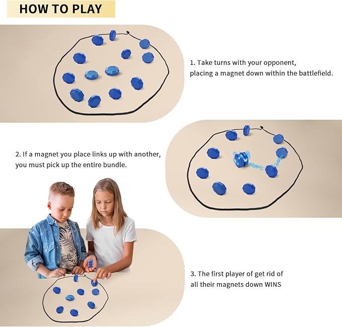 Magnetic Chess Game, Magnet Games with Stones, Puzzle Strategy Family Games, Portable Board Games, Fun Tabletop Multiplayer Chess Game (Blue)