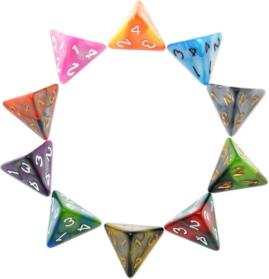 SmartDealsPro 10-Pack D4 D6 D8 D10 D12 Multi Colored Polyhedral Dice for for Dungeons and Dragons DND RPG MTG Table Games (Double Color, D4)