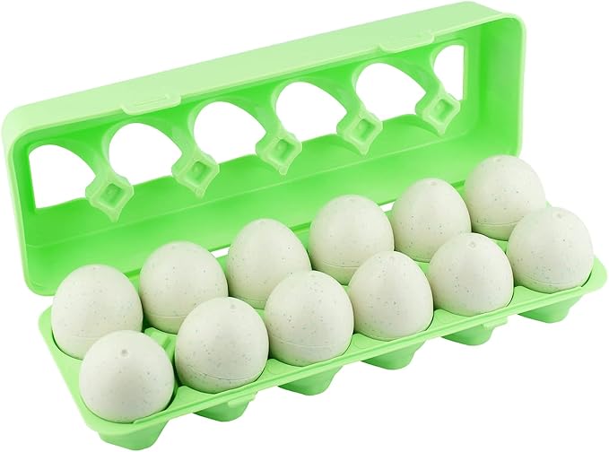 Dimple 12 Dinosaur Egg Matching Toy Play Matching Eggs Easter Toy w/Holder - Egg Toys for Toddlers STEM Egg Toys - Colors & Shapes Recognition for Kids -Educational Color Sorting Toy
