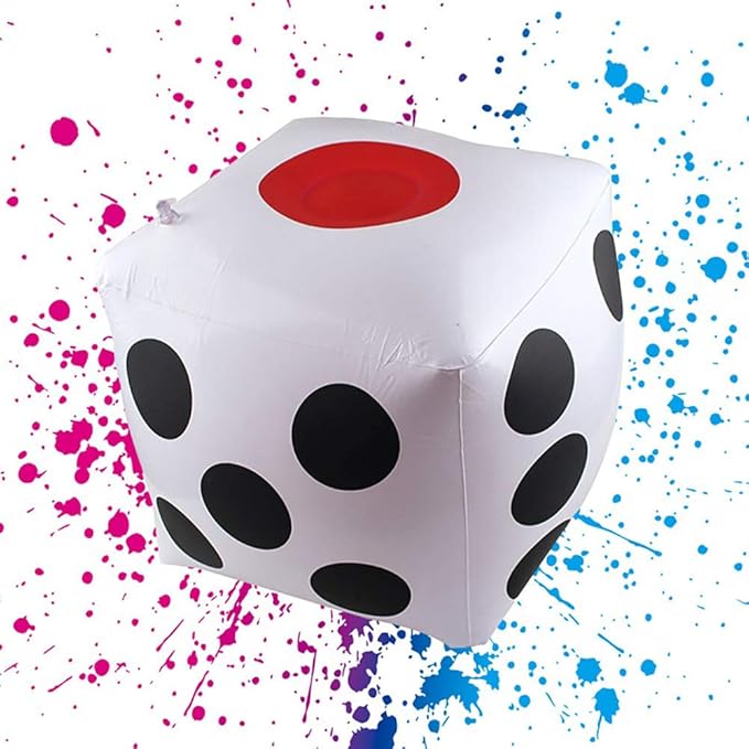 13" Jumbo Inflatable Dice, 2pack Outdoor Fun Giant Inflatable Dice Set and 12mm 10pcs Dice for Indoor and Outdoor Broad Game, Ludo and Pool Party