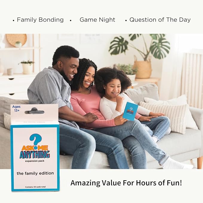 ASKMEANYTHING Family Edition Expansion - Conversation Starter Card Game with 50-Card Expansion Pack