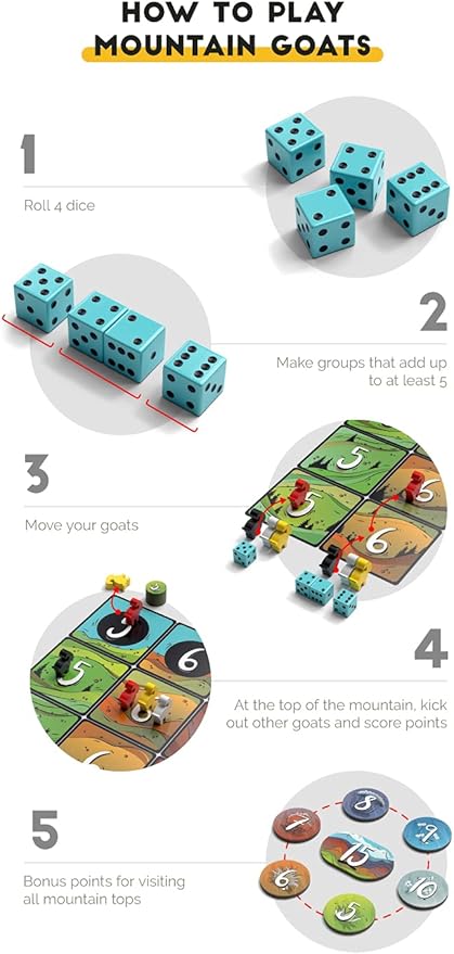 Mountain Goats - Board Game - 2 to 4 Players - 20 Minute Play Time