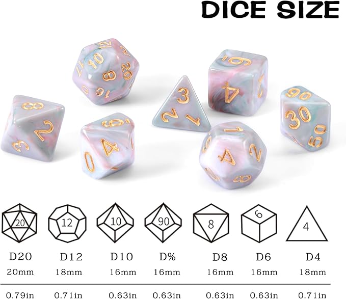Role Playing Dice Set - 16mm Polyhedral DND Dice in Mixed Colors (Red, Dark Green, Light Green) - Perfect for Dungeons and Dragons, Tabletop Games, and Math Teaching