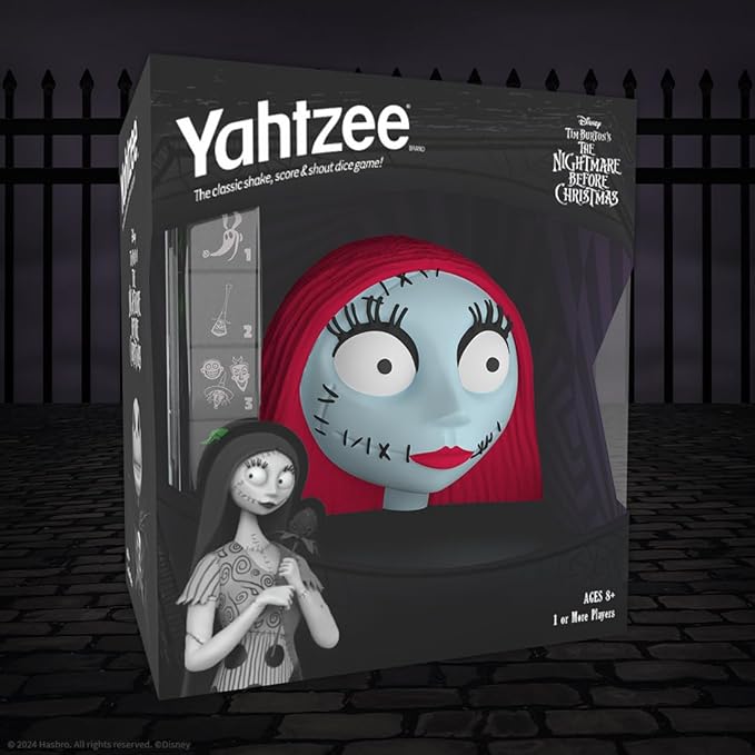 YAHTZEE: The Nightmare Before Christmas - Sally, Collectible Sally Dice Cup, Classic Dice Rolling Game Based on the Halloween Disney Classic, Great for Game Nights, Officially Licensed Merchandise