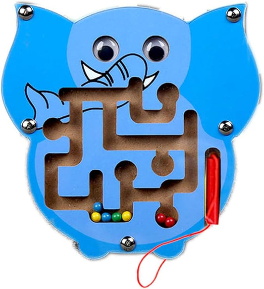 Wooden Maze Toys,1 Pack Maze Puzzle Game Montessori Labyrinth STEM Activity Puzzle Fine Motor Skill for 3 4 5 and 6 Year Old (Elephant)