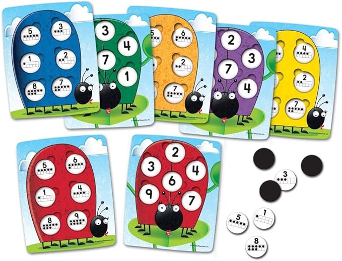 Learning Resources 10 on the Spot Ten Frame Game - 2-6 Players, Ages 5+ Math Learning Games for Kids, Kindergartner Activities