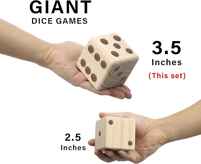 Giant Wooden Yard Dice, Outdoor Games Set of 6 with Two Games Party Lawn Games