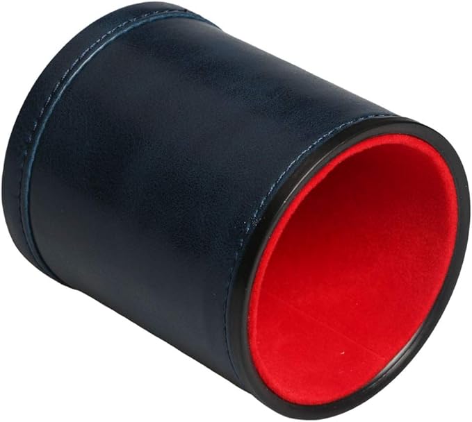 Navy Leatherette Dice Cup Set with 6 Dice Felt Lining Quiet in Shaking for Playing Liars Dice Farkle Yahtzee Board Games