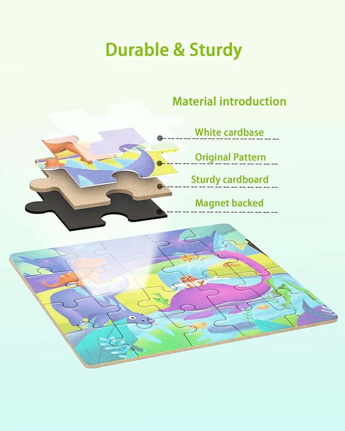 Dinosaur Magnetic Puzzles for Toddlers 3-5, 3 in 1 Travel Puzzles Book Games for Kids Ages 2-4, Travel Games and Toys for 3 4 5 6 Year olds Boys and Girls (Dinosaur 1)
