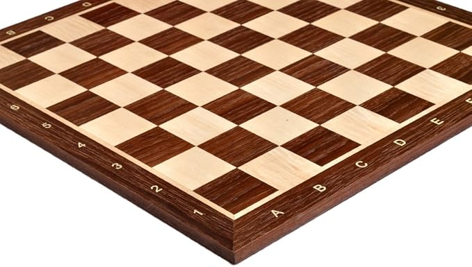 Smoked Oak & Maple Wooden Chess Board - 2.25" with Notation & Logo