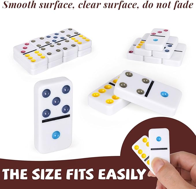 Dominos Set for Adults - Classic Game With Leather Case, Double Six, 28 Tiles, Travel Set, Party Board Game for Family Game Night, 2-4 Players Gift