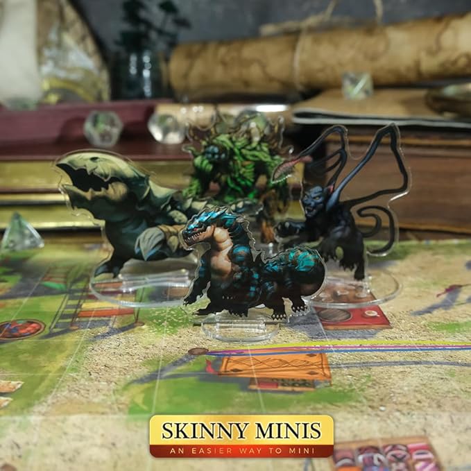 Wilderness Beasts DND Miniatures for Dungeon Masters, D&D Compatible, 2D Fantasy Miniatures with Double-Sided Graphics & Durable Acrylic Design